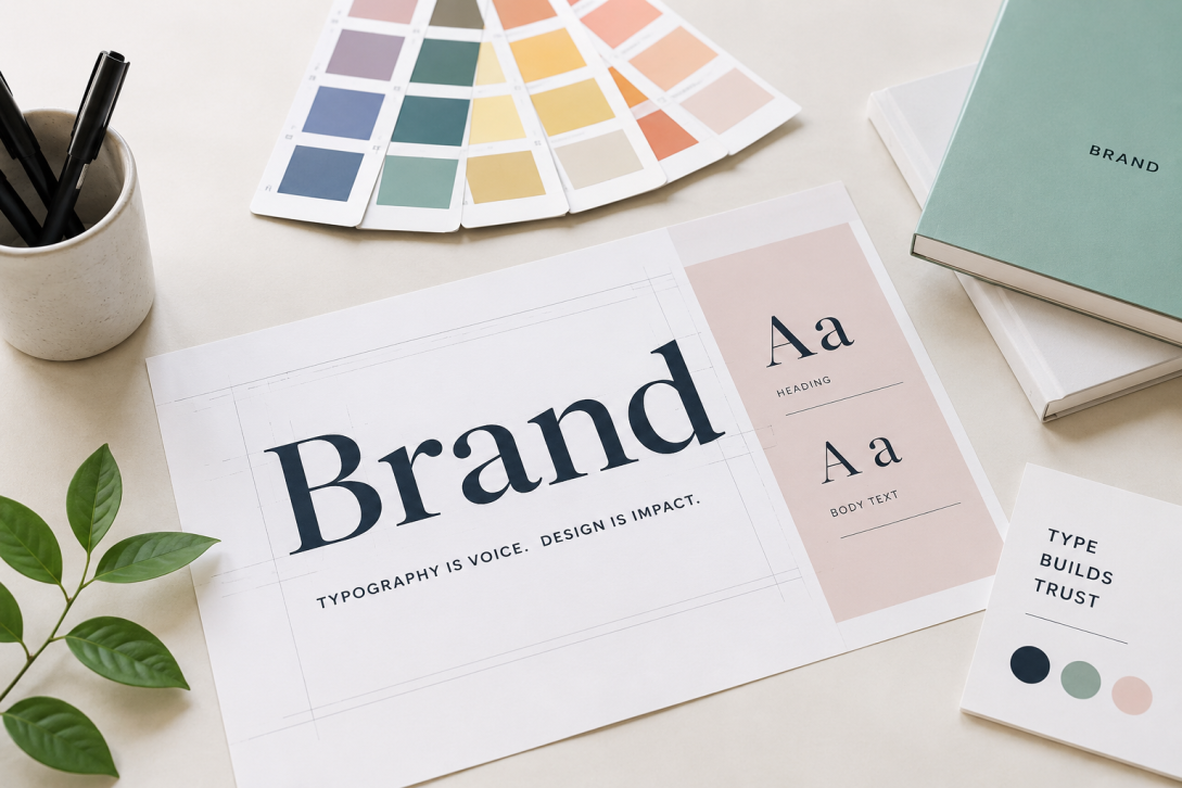 branding design workspace flat lay
