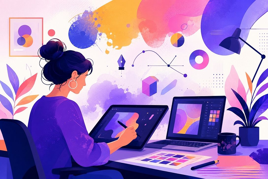 creative studio in vibrant colours