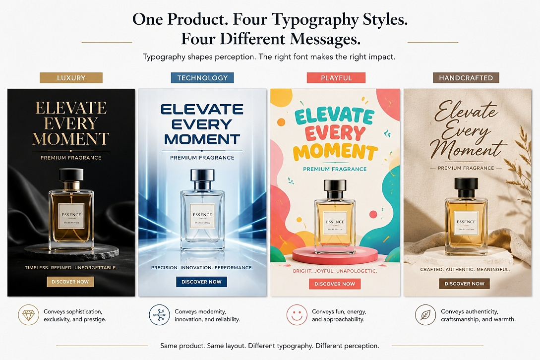 four typography styles one fragrance