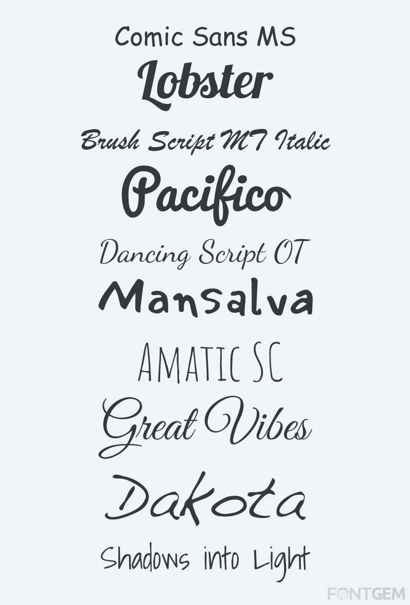 Popular Handwritten Fonts
