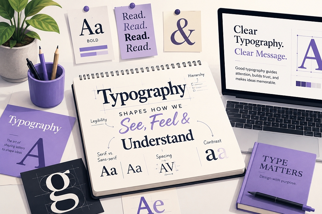 typography designers desk layout